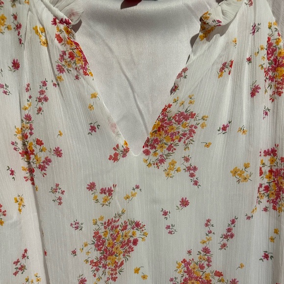 Vince Camuto Ivory/Pink/Gold Floral Lightweight Dress Women's LARGE - Picture 4 of 8
